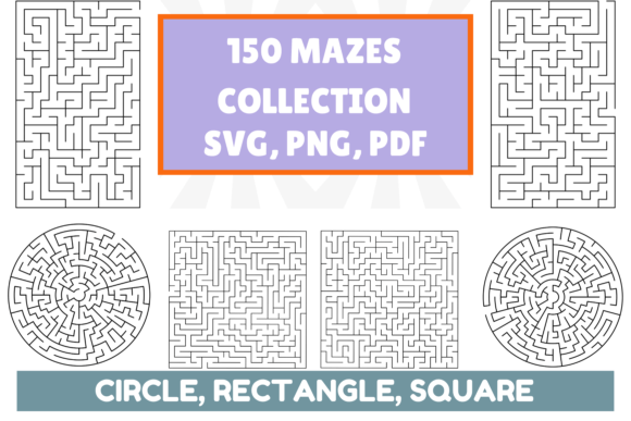 150 Mazes, Difficulty HARD: Graphics for Kdp Interiors