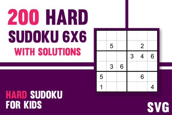 200 Hard 6x6 Sudoku with Solutions SVG — Graphics for Kdp Interiors