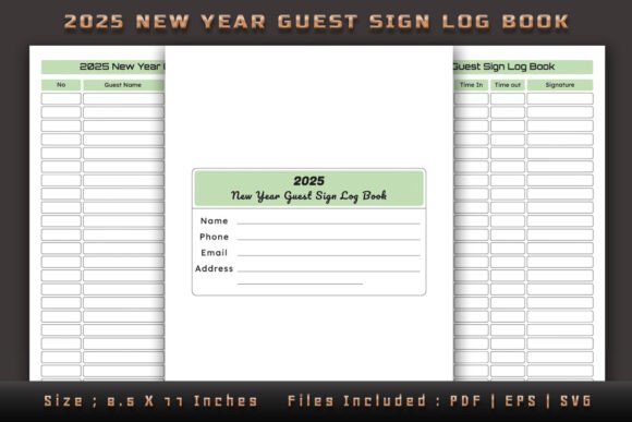 2025 New Year Guest Sign Log Book: Graphics for KDP Interiors