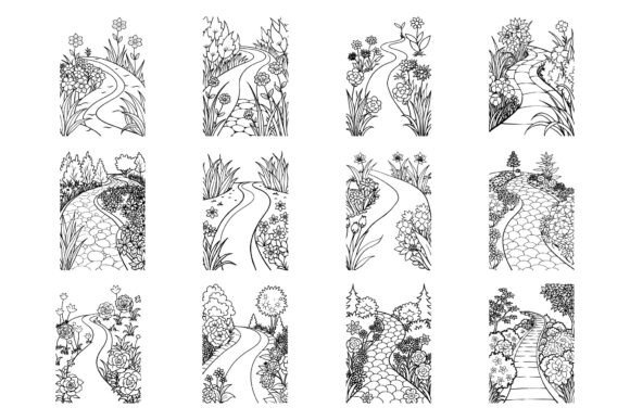 A Flower Garden Coloring Page Design