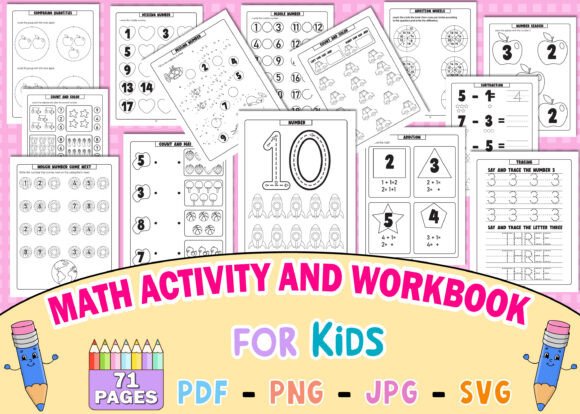 BIG MATH ACTIVITY & WORKBOOK for KIDS Graphics