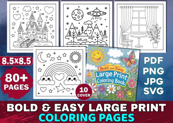 Bold and Easy Large Print Coloring Pages: Graphics for KDP Interiors