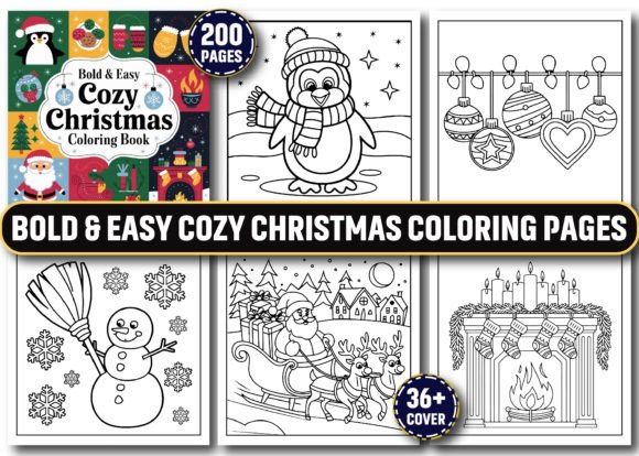 Bold Easy Cozy Christmas Coloring Pages: Graphics for KDP Interiors