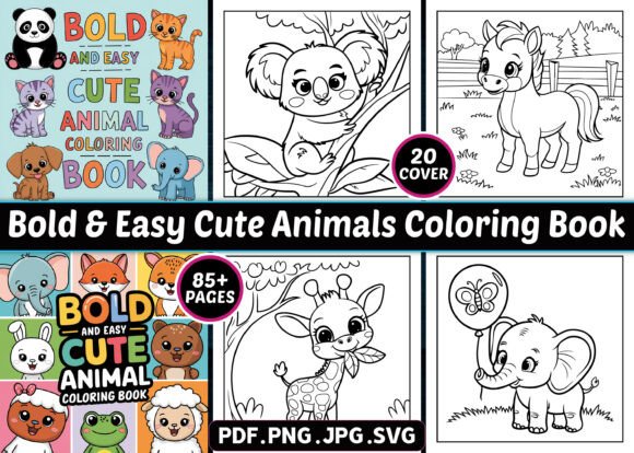 Bold & Easy Cute Animal Coloring Pages: Graphics for KDP Interiors