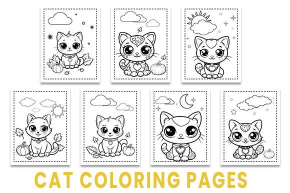 Cat Coloring Pages: Graphics for KDP Interiors