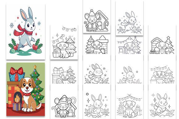 Christmas Animals Coloring Pages: Graphics for KDP Interiors