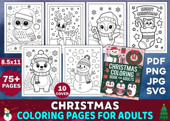 Christmas Coloring Pages for Adults: Graphics for KDP Interiors
