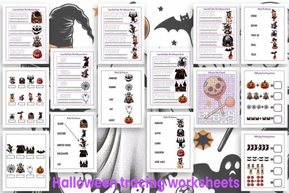 Halloween Tracing Worksheets: Graphics for KDP Interiors & Creative Sellers