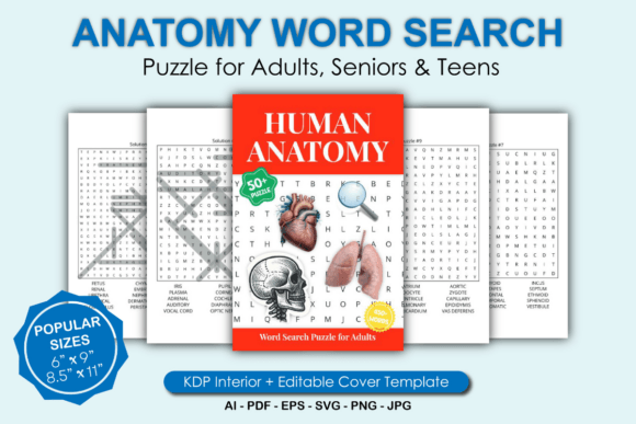Human Anatomy Word Search for Adults: Graphics & KDP Interiors