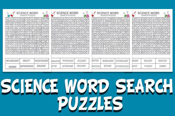 Science Word Search Puzzles Graphics for KDP Interiors